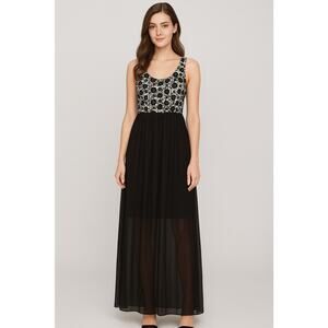 Lauren Conrad Classic Black/nude Maxi dress 12 elegant wedding guest cocktail
